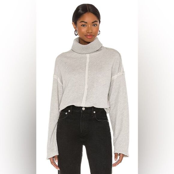 LPA Essex Oversized Sweater in Heather Grey Exposed Raw Seams French Terry XXS - Picture 1 of 7